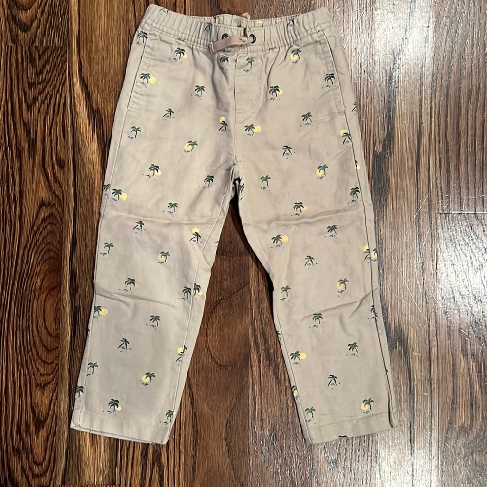 Janie and Jack palm tree linen pull on pants